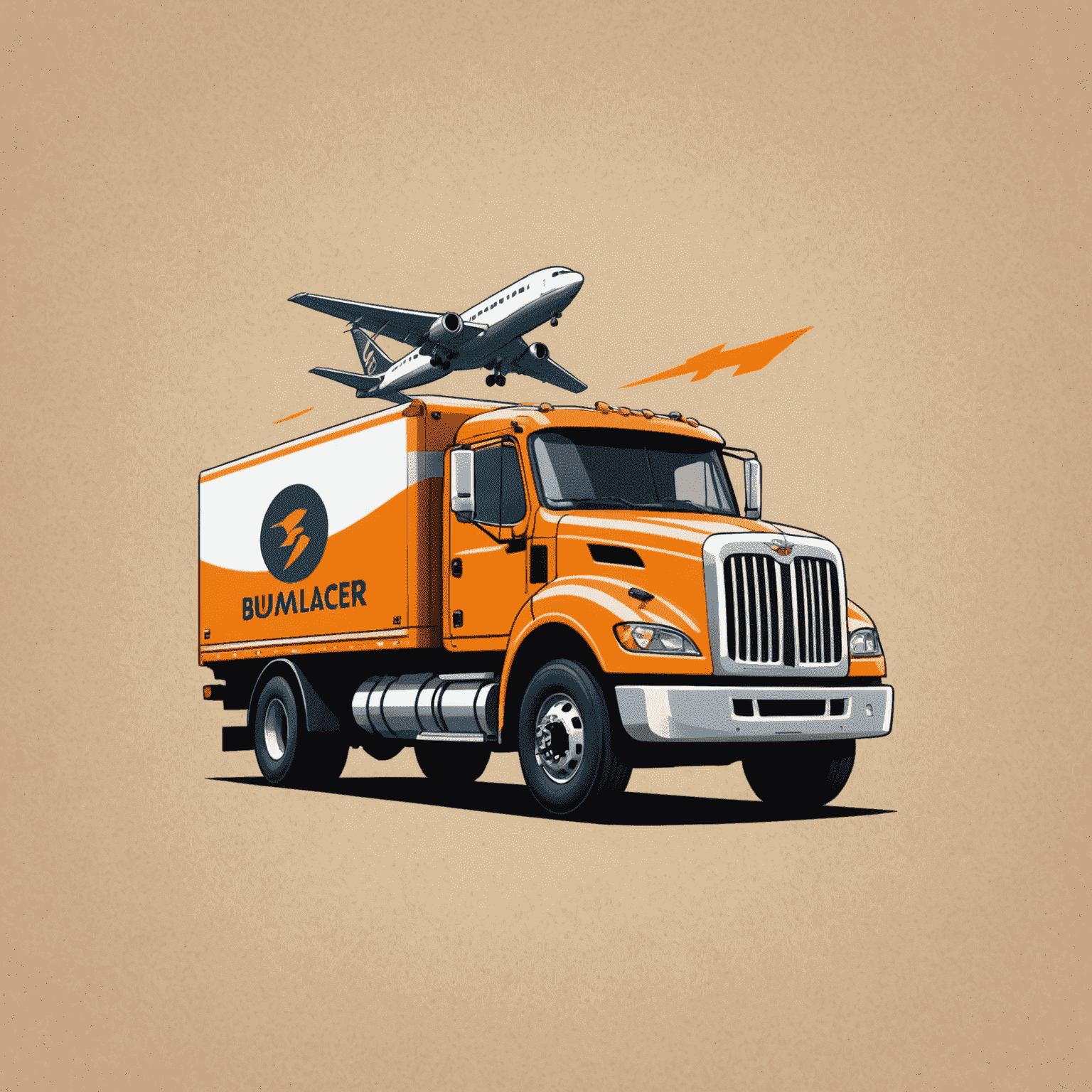BumoLacer logo featuring a stylized truck or airplane symbolizing fast and reliable delivery