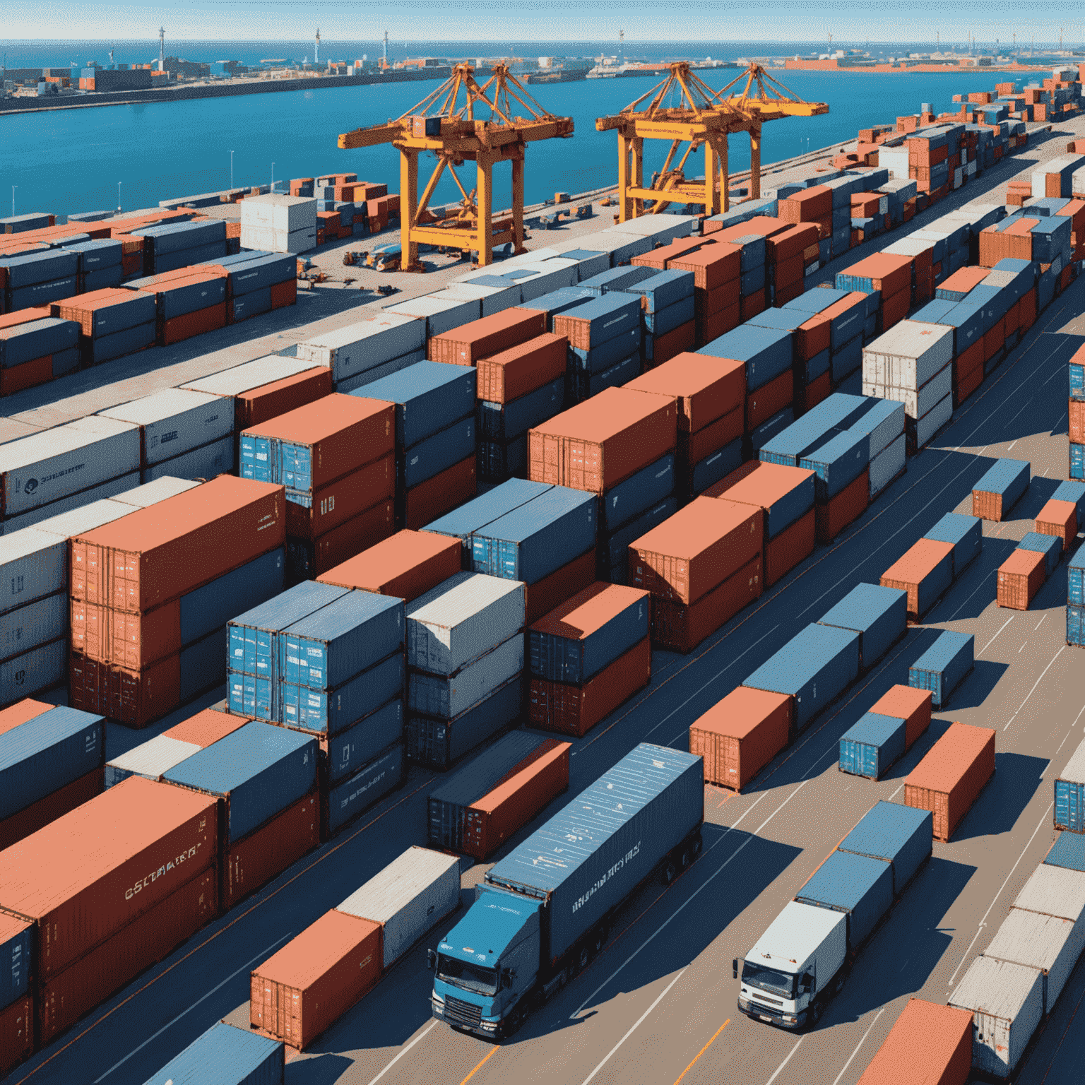Custom clearance process illustration showing cargo containers being processed through customs with efficiency and speed